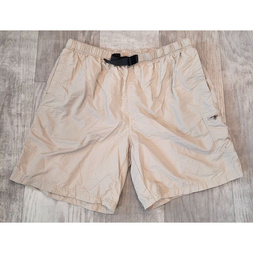 Columbia Mens Size 2XL XXL Beige Nylon Belted Cargo Pocket Swim Trunks Mesh